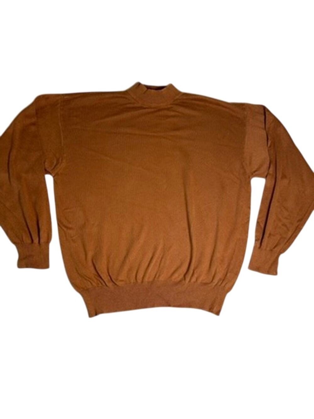 Vintage Allora Mock Knit Sweater Mens XXL Rust Brown Italian Made Fall Layer
